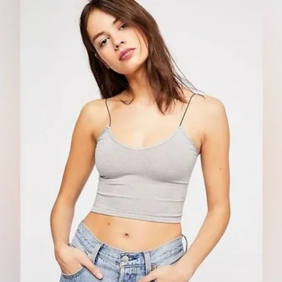 NWOT Free People Skinny Strap Seamless Brami Crop Gray XS/S and M/L - Picture 2 of 8